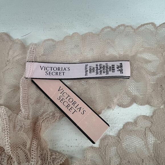 Victoria’s Secret All Over Lace Thong Panty Blush Womens Size Large - Picture 3 of 5